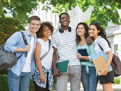 Group of smiling college students